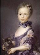 Jean-Baptiste Peronneau A Girl with a Kitten France oil painting artist